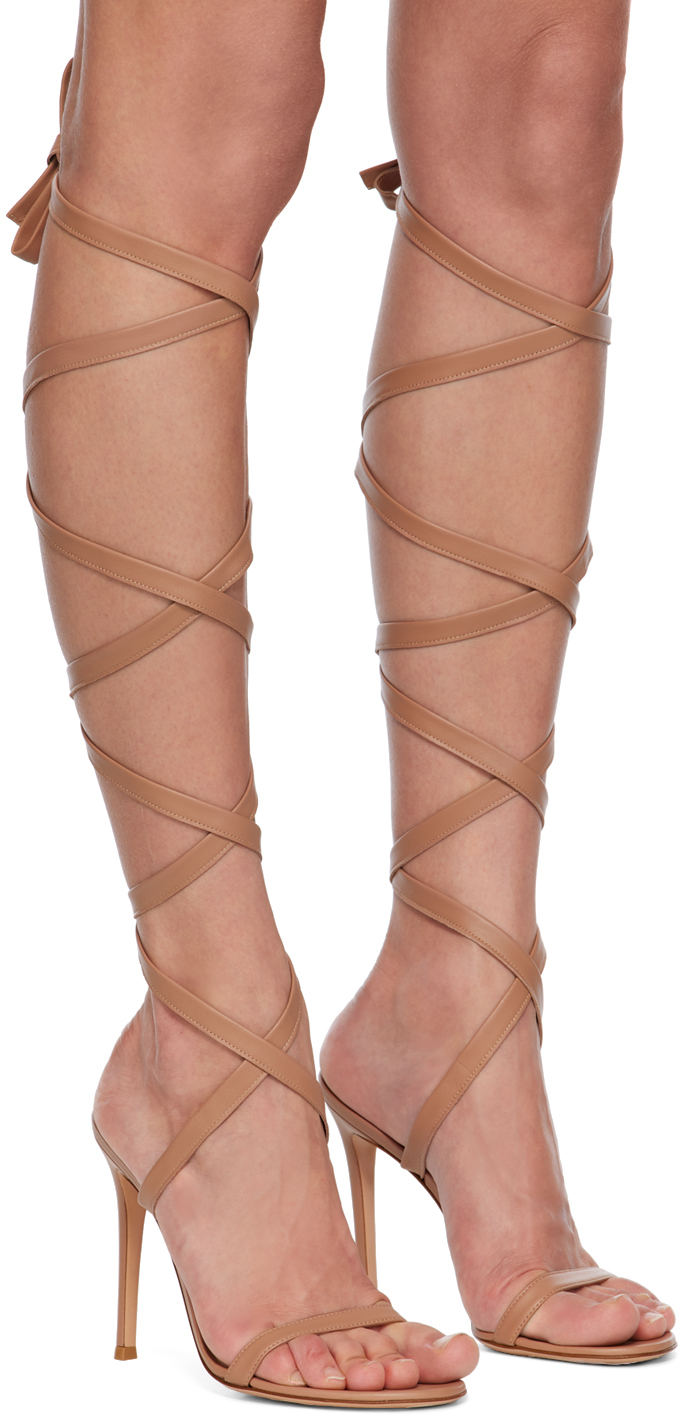 Gianvito Rossi Ssense Exclusive Pink Borneo Heeled Sandals In Praline