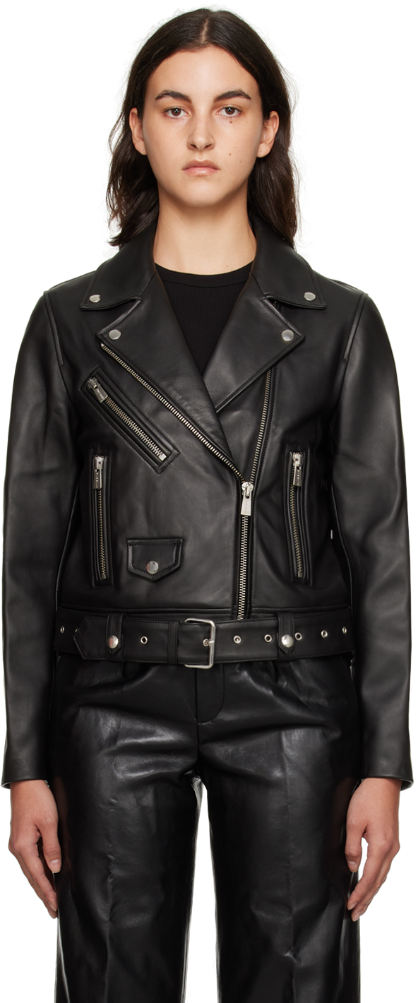 ANINE BING: Black Benjamin Moto Leather Jacket | SSENSE