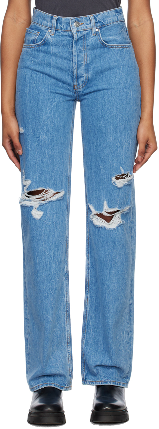 Shop Anine Bing Blue Gio Jeans