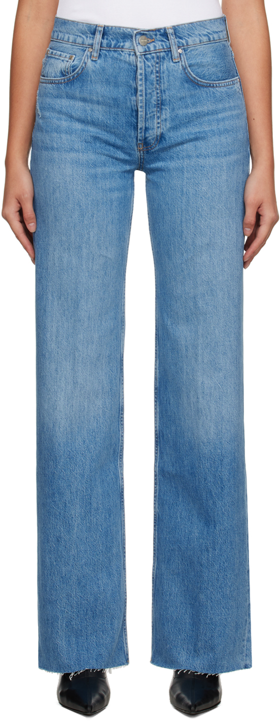 ANINE BING: Blue Hugh Jeans | SSENSE Canada