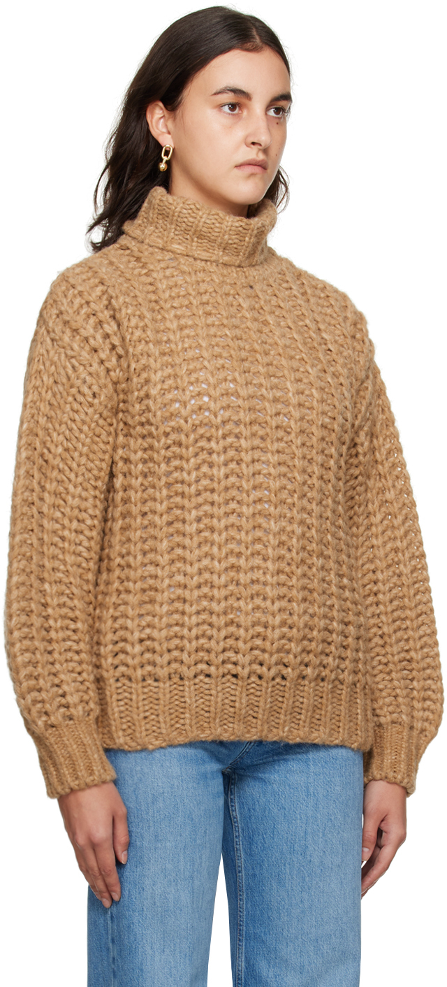 Shop Anine Bing Tan Iris Turtleneck In Camel