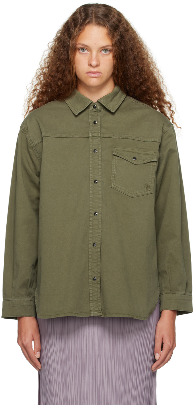 Green Sloan Denim Shirt by ANINE BING on Sale