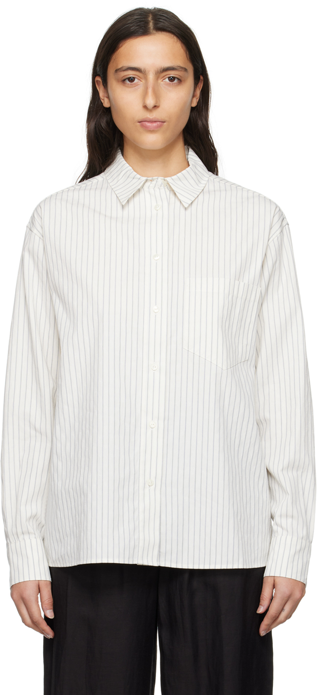 Shop Anine Bing White Braxton Shirt In Multi