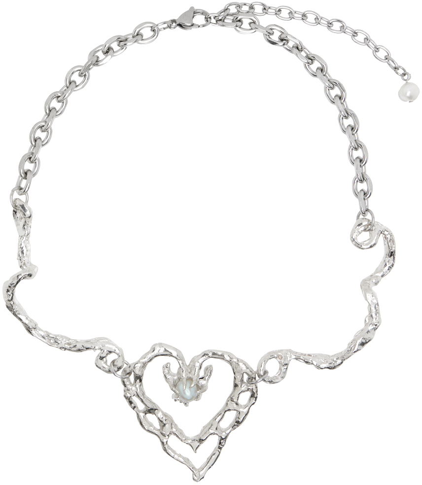 Harlot Hands SSENSE Exclusive Silver Portrait Of Love Necklace
