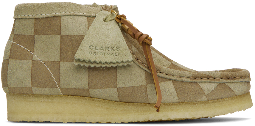 Clarks Originals Beige & Taupe Wallabee Boots In Maple Check
