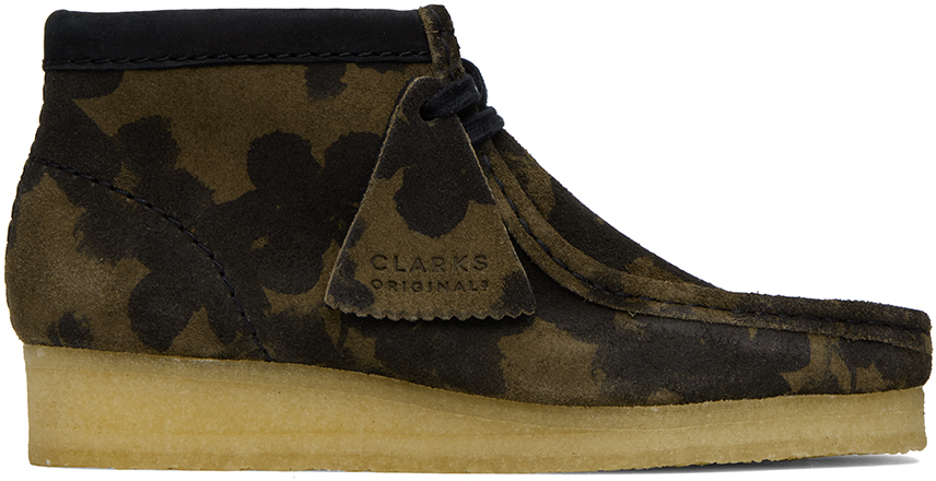Clarks Originals Black & Khaki Wallabee Boots In Black/khaki Floral