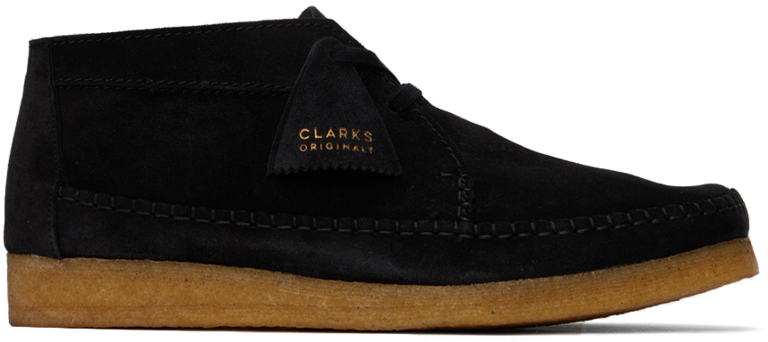 Clarks Originals Black Weaver Desert Boots In Black Suede