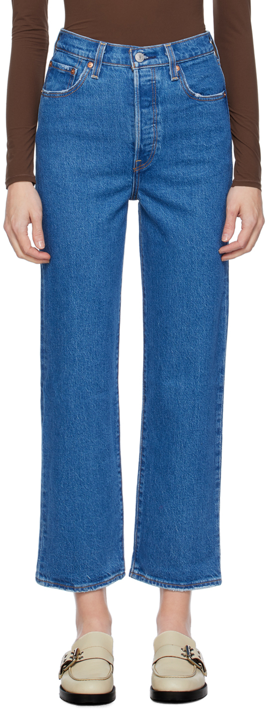 Blue Ribcage Straight Ankle Jeans