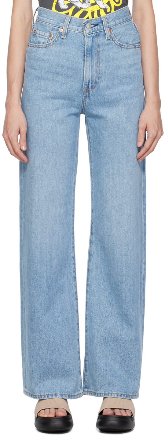 Shop Levi's Blue Ribcage Wide Leg Jeans In Far And Wide