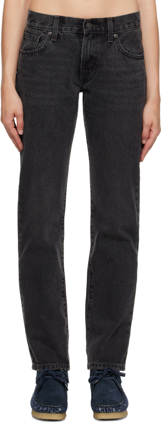 Black Middy Straight Jeans