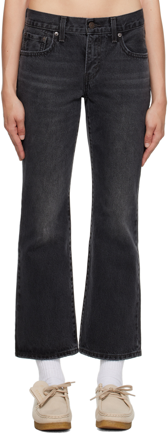 Black Middy Ankle Bootcut Jeans