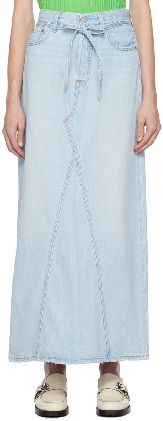 Levi's Iconic Long Skirt With Belt In Baby Blue