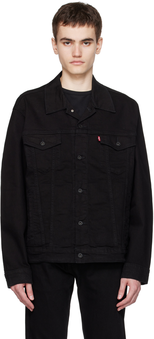 Black Button Denim Jacket by Levi's on Sale