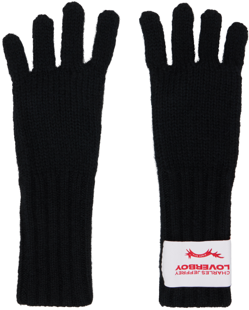 Shop Charles Jeffrey Loverboy Black Patch Gloves