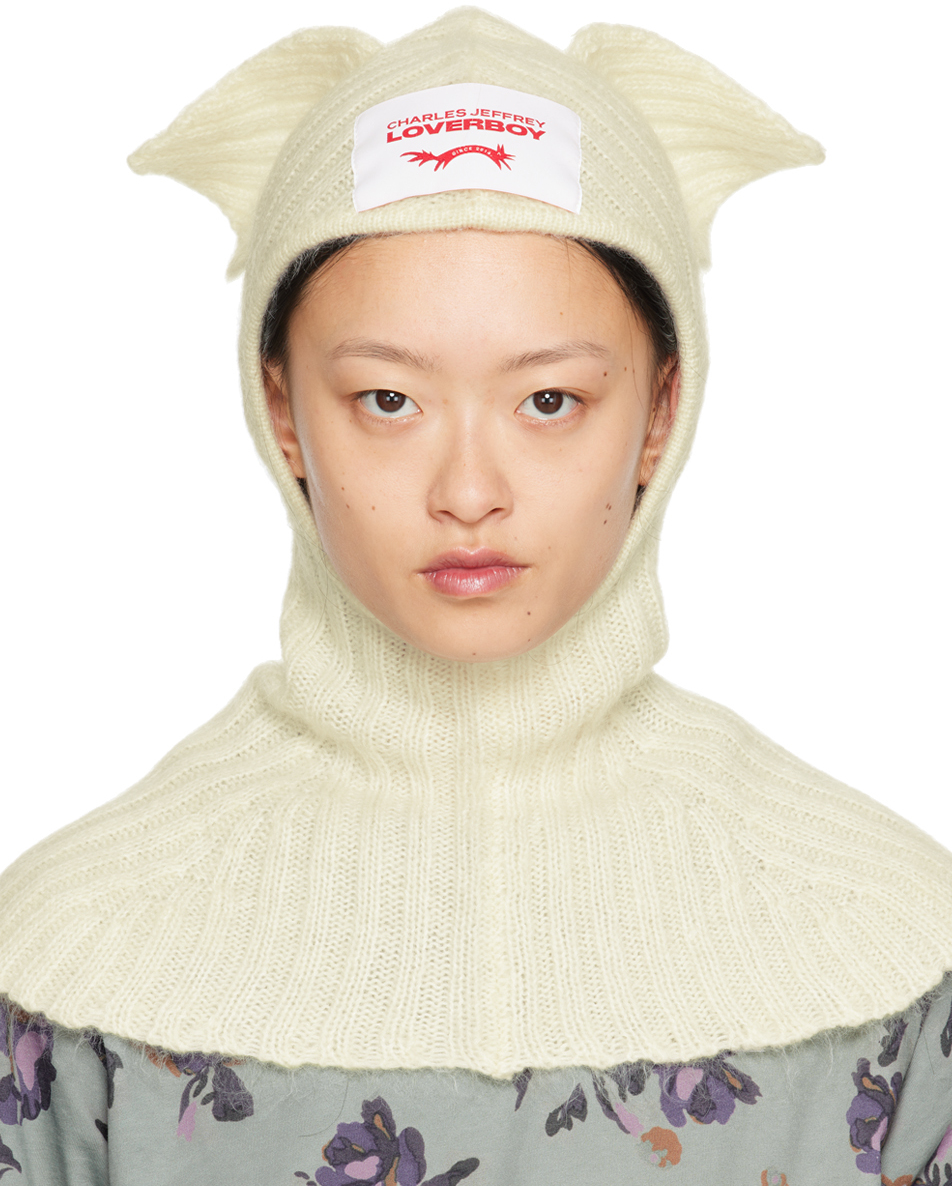 Charles Jeffrey Loverboy Chunky Ears Knit Baclava In White