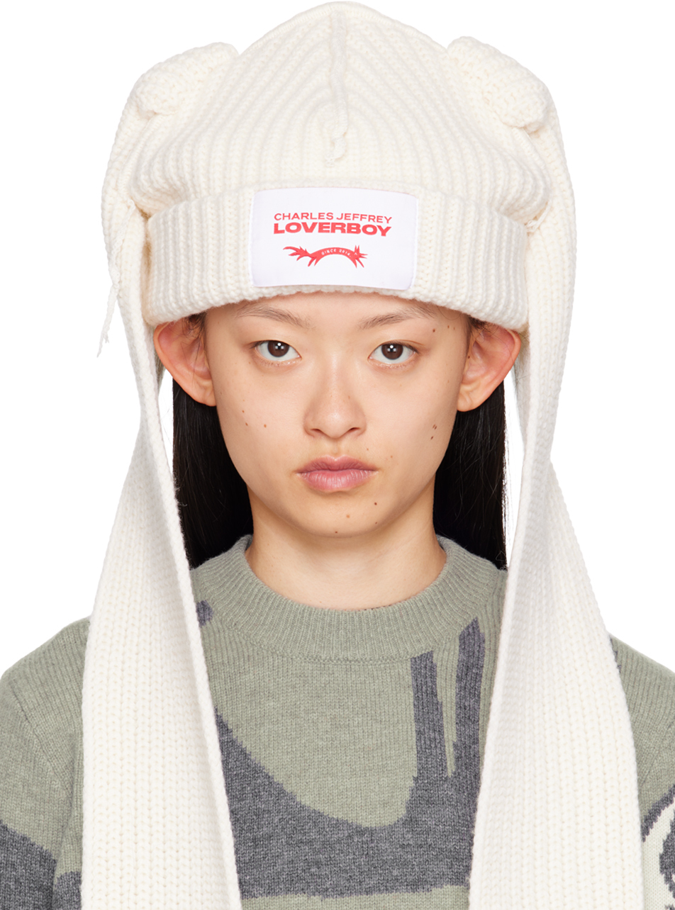 Charles Jeffrey LOVERBOY: Off-White Extra Long Rabbit Ears Beanie ...
