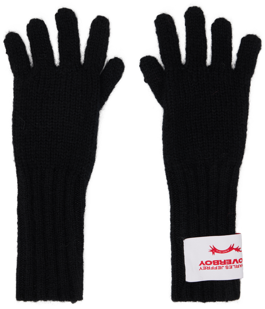 Charles Jeffrey Loverboy Black Patch Gloves In Black Black