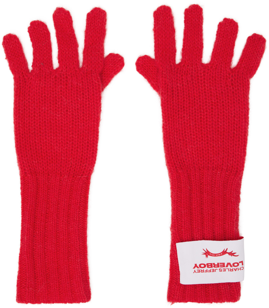 Shop Charles Jeffrey Loverboy Red Patch Gloves In Red Red