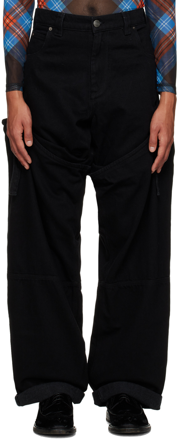 Black Wader Jeans by Charles Jeffrey LOVERBOY on Sale