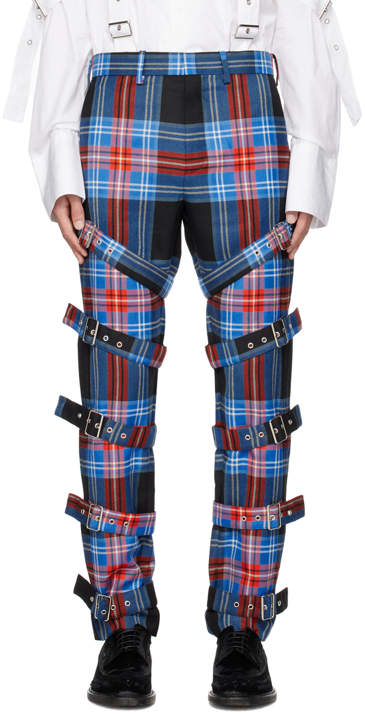 Blue & Red Buckle Trousers