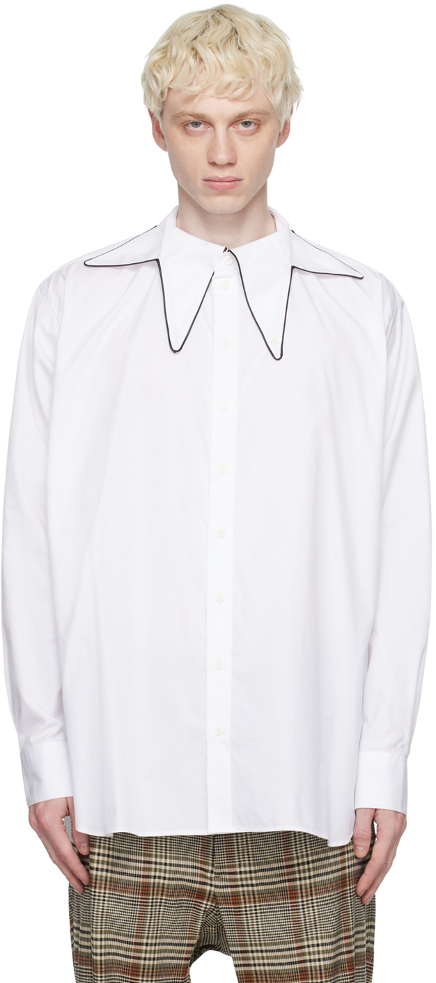 Shop Charles Jeffrey Loverboy White Star Collar Shirt In White White