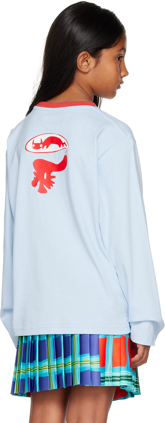 Charles Jeffrey Loverboy Kids Blue Printed Long Sleeve T-shirt In Blwred
