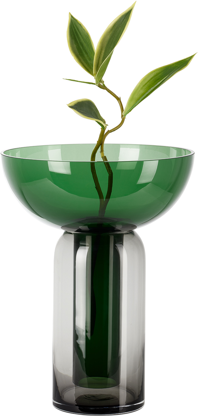 Aytm Green & Black Torus Vase In Forest/black