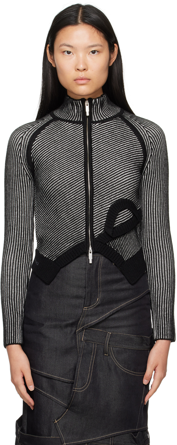 Feng Chen Wang Zip-up Two-tone Bomber Jacket In Black