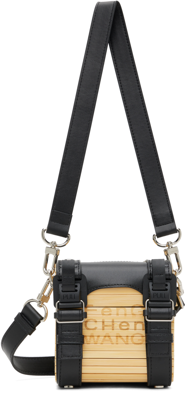 Beige & Black Square Bamboo Bag by Feng Chen Wang on Sale