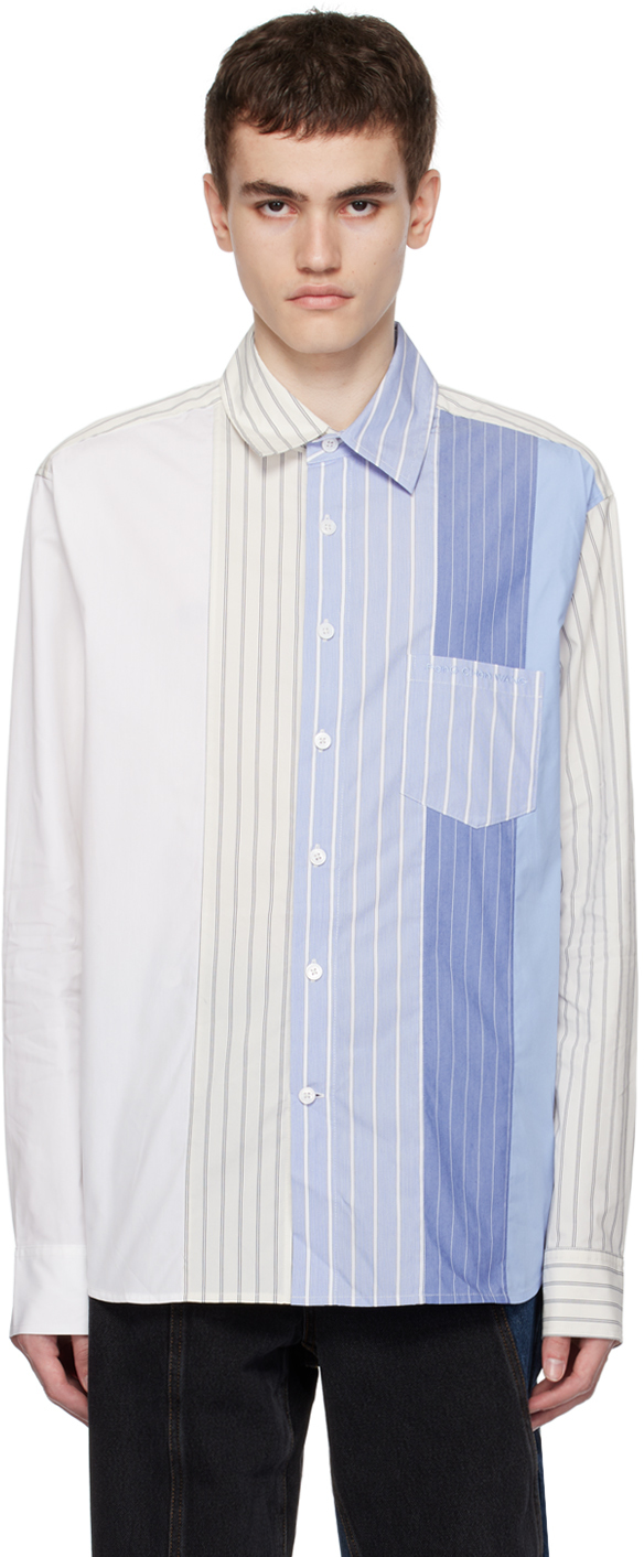 Blue & White Paneled Shirt