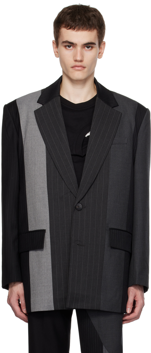 Black & Gray Multi Paneled Blazer