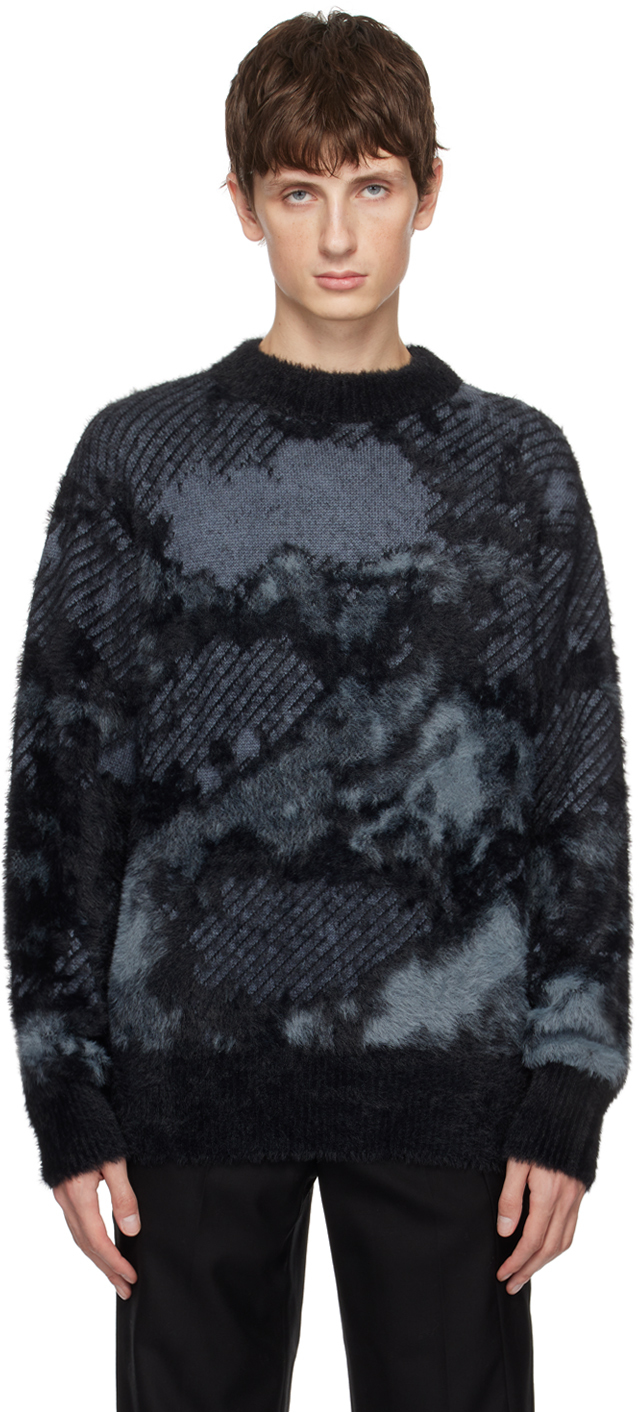 Feng Chen Wang Gray Landscape Painting Sweater In Dark Grey