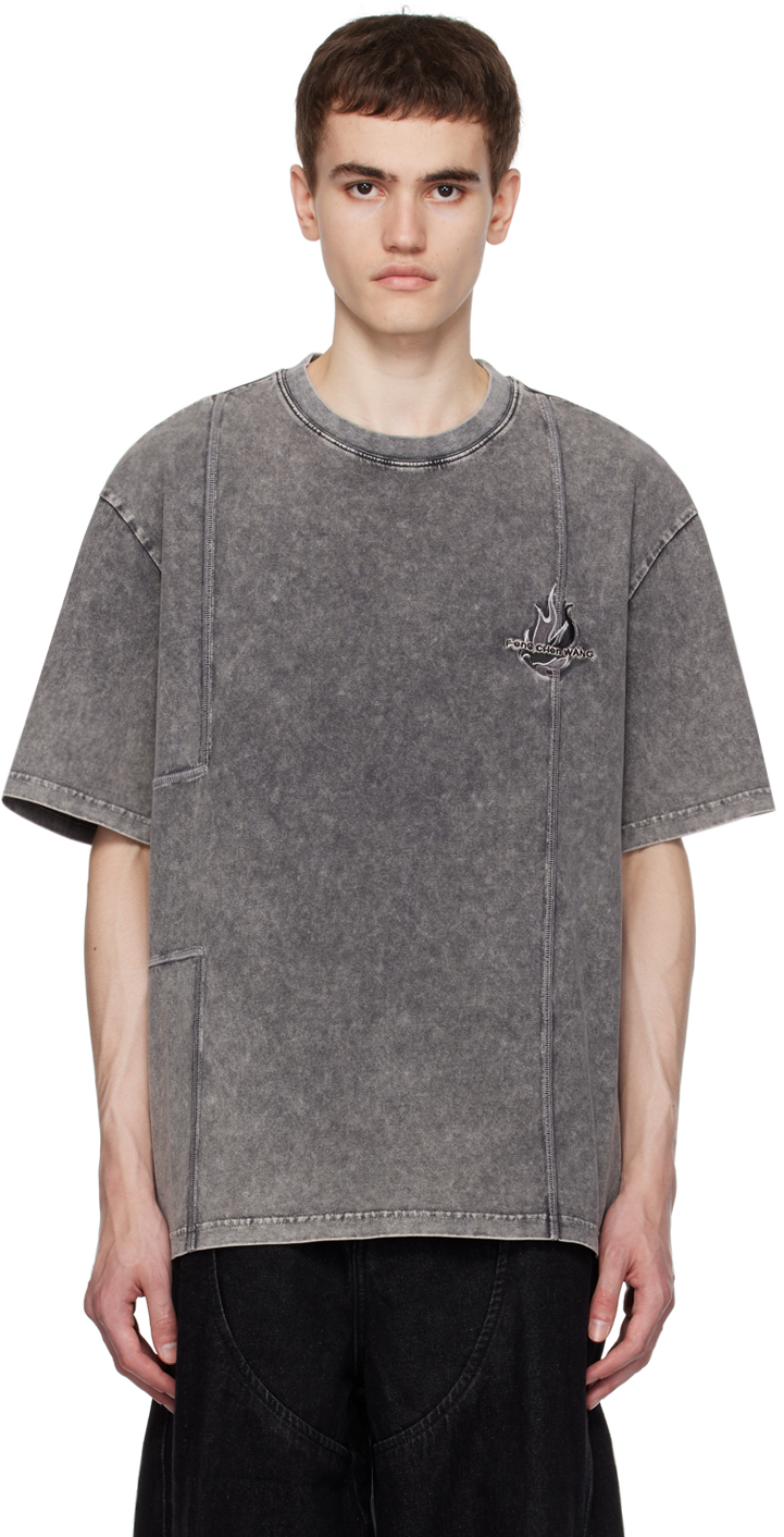 Shop Feng Chen Wang Gray Faded T-shirt In Grey