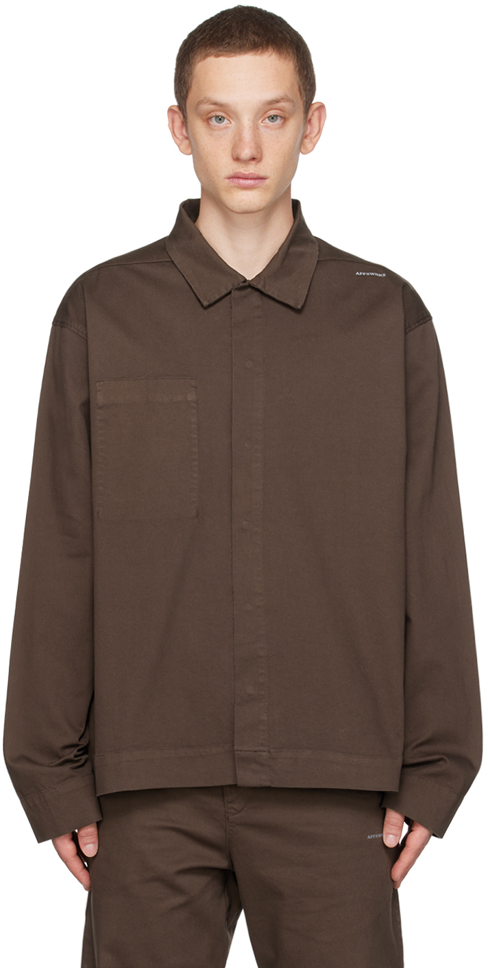 Affxwrks Brown Lightweight Jacket In Washed Brown