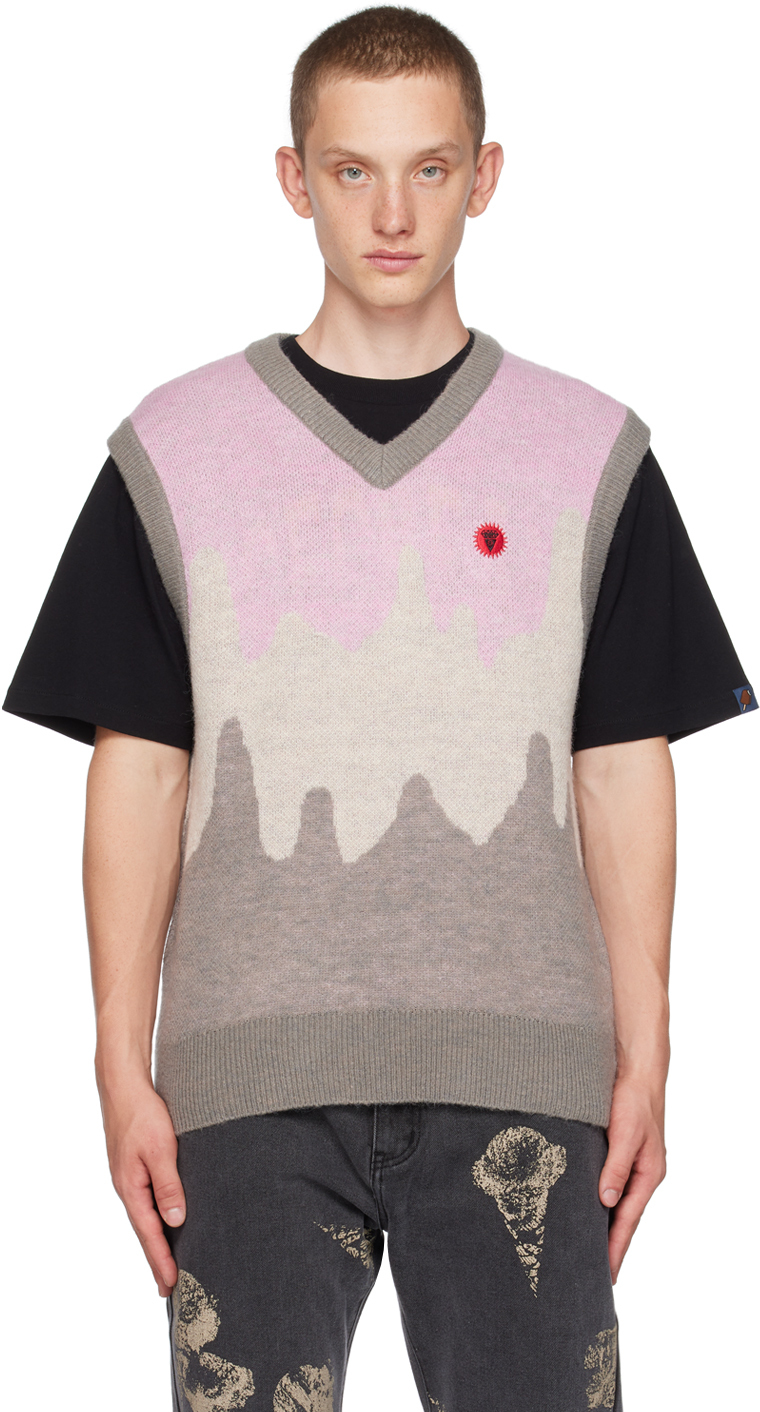 Gray & Pink Drippy Vest
