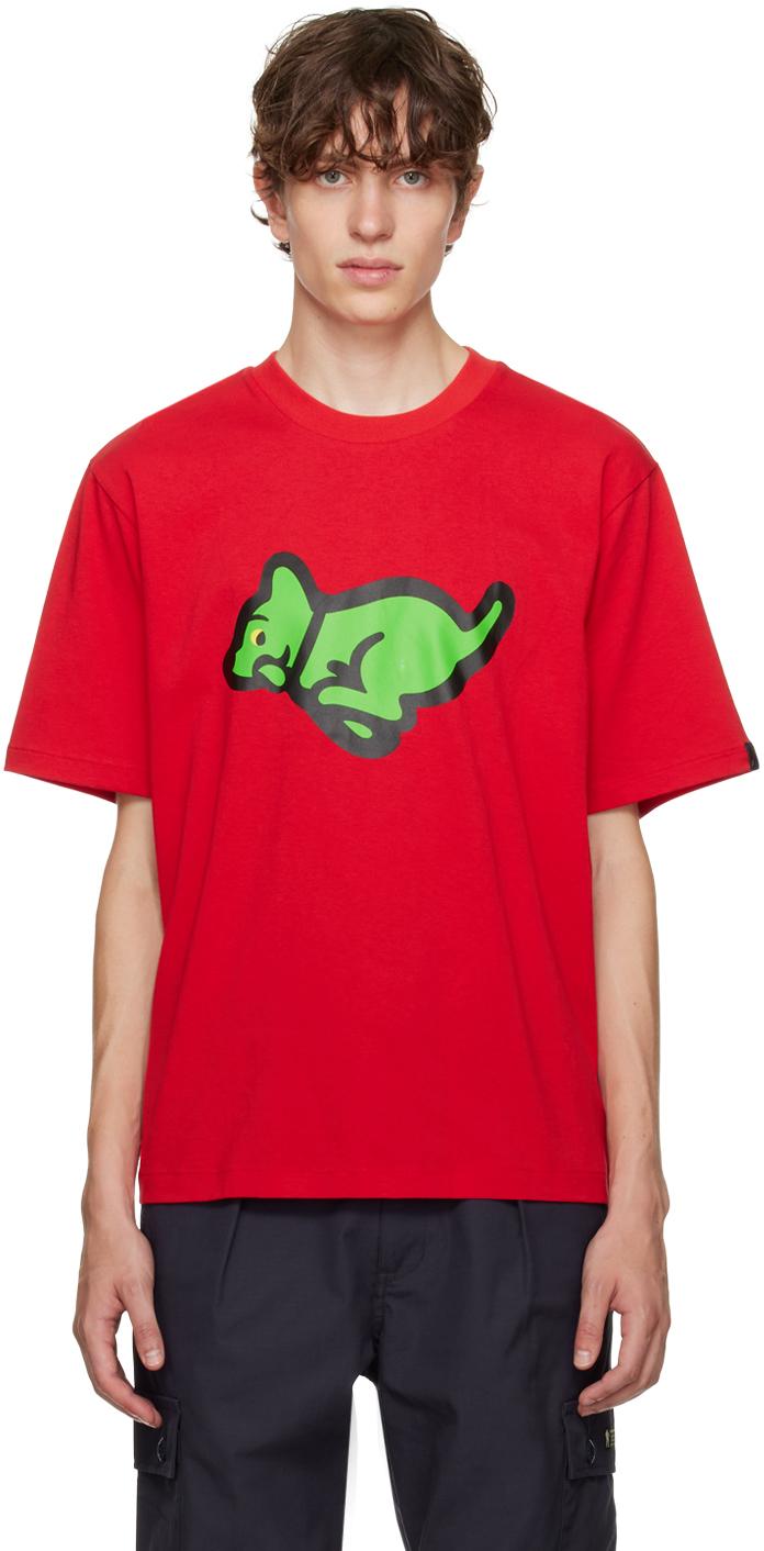 ICECREAM: Red Running Puppy T-Shirt | SSENSE