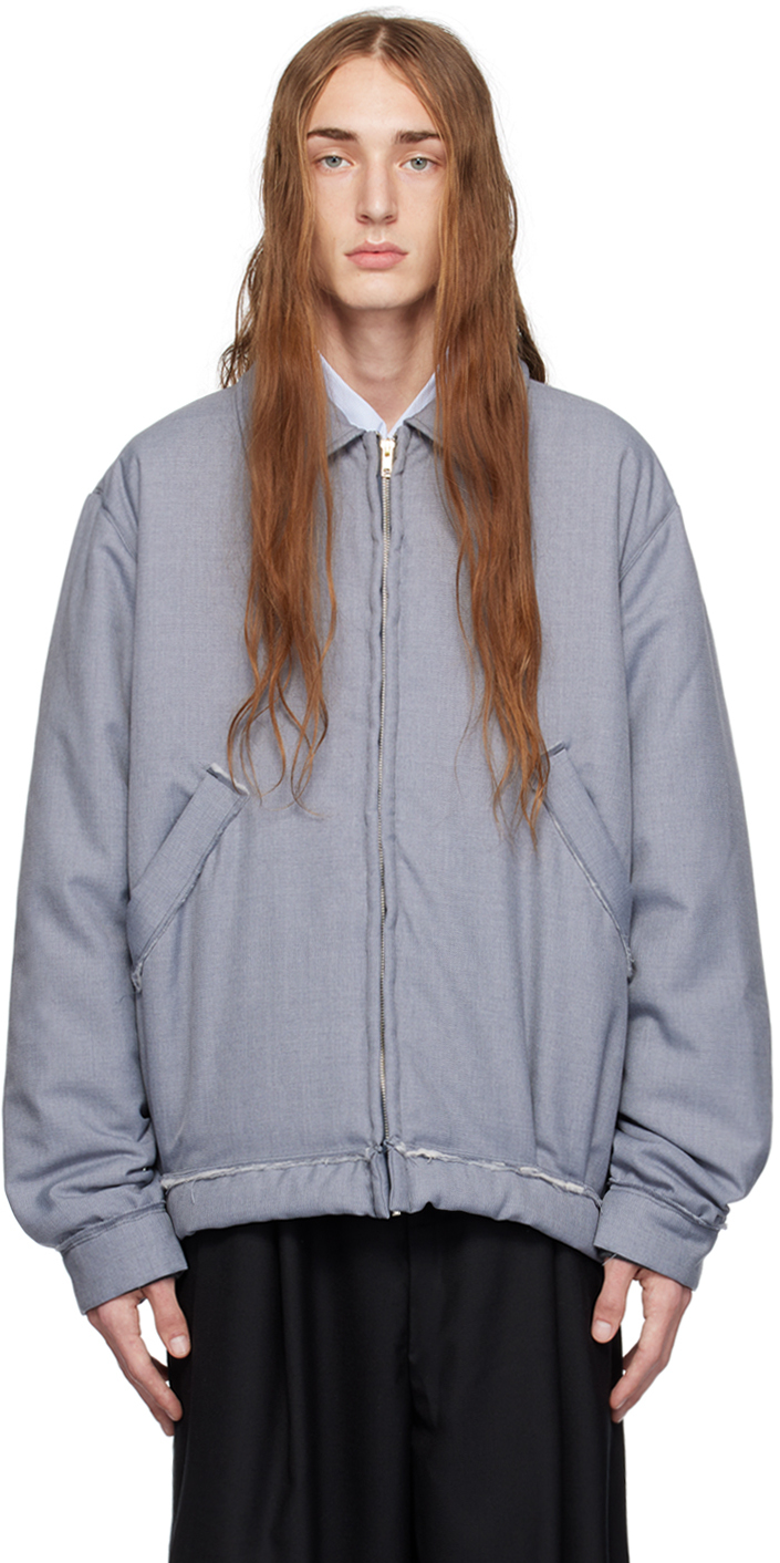 Gray Simple Bomber Jacket by Camiel Fortgens on Sale