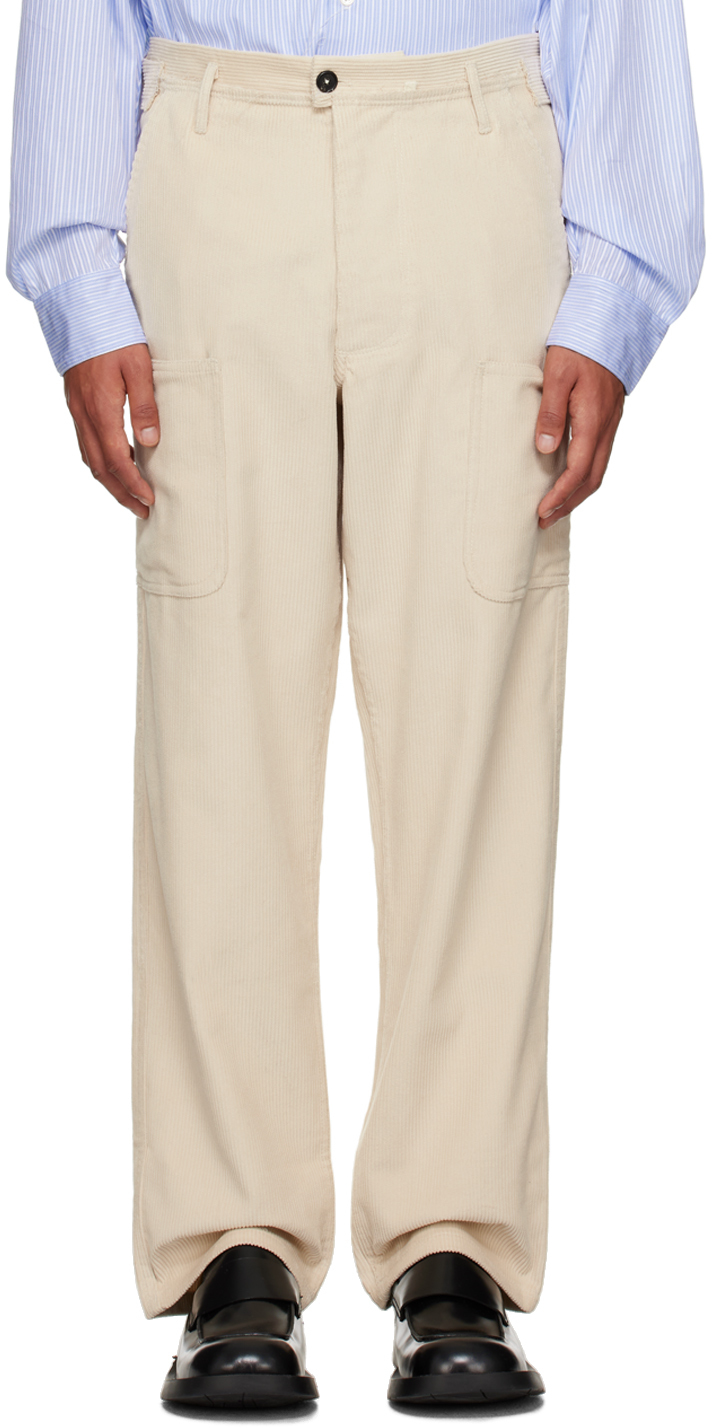 Shop Camiel Fortgens Off-white Patch Cargo Pants In Offwhite- Corduroy