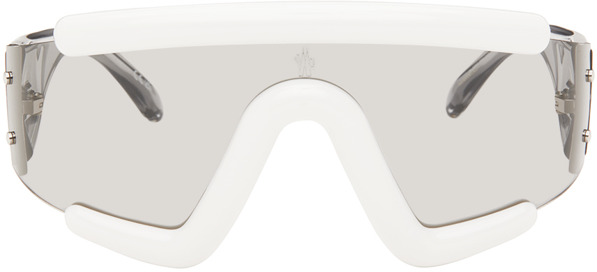 Shop Moncler White Lancer Sunglasses In 21a White Transparen