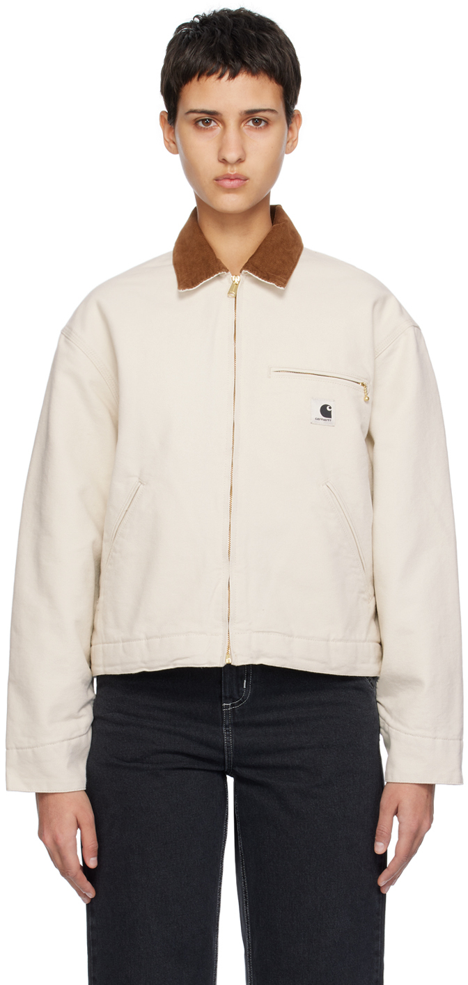 Carhartt Off-white Og Detroit Jacket In Salt/hamilton Brown