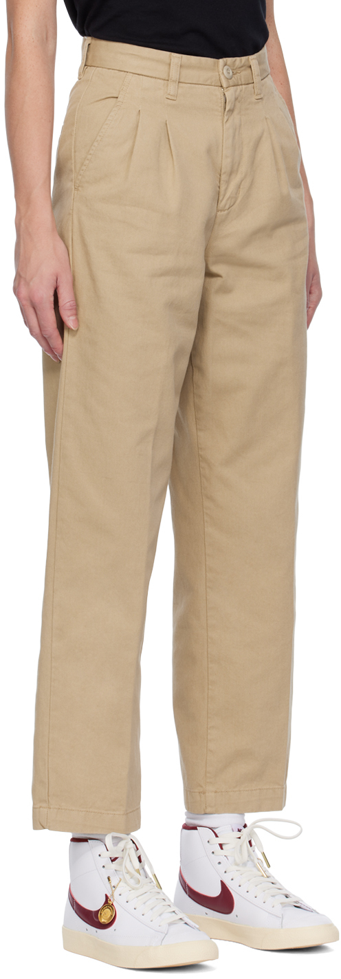 Carhartt Beige Cara Trousers In Wall Garment Dyed