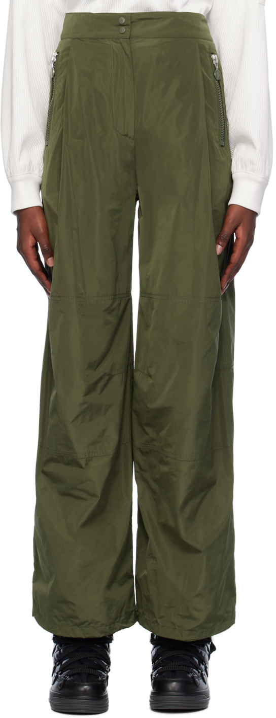 Shop Moncler Green Pleated Trousers In 82h Green