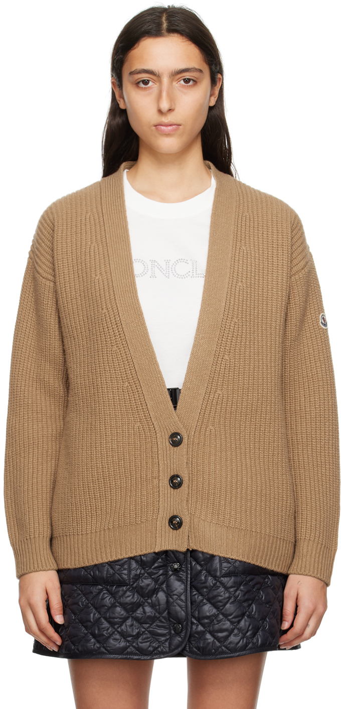 Moncler: Tan 5 Gauge Cardigan | SSENSE