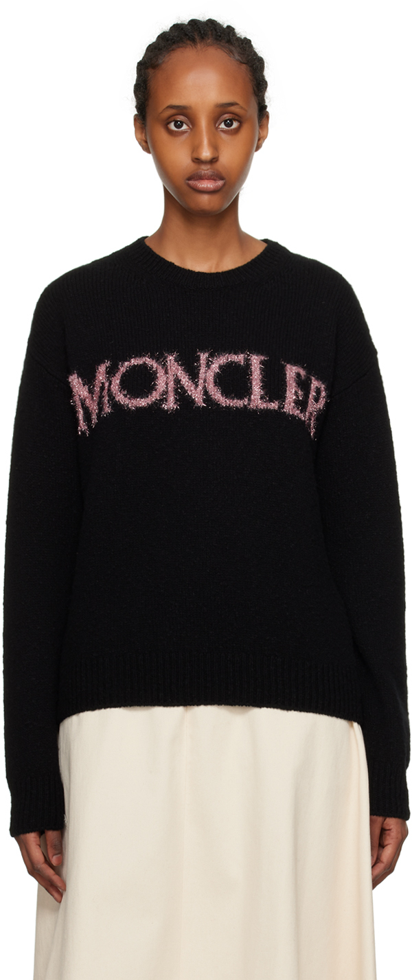 Moncler: Black Intarsia Sweater | SSENSE UK