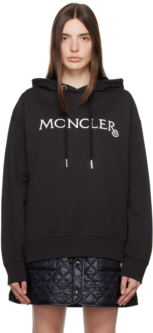 Moncler: Black Patch Hoodie | SSENSE