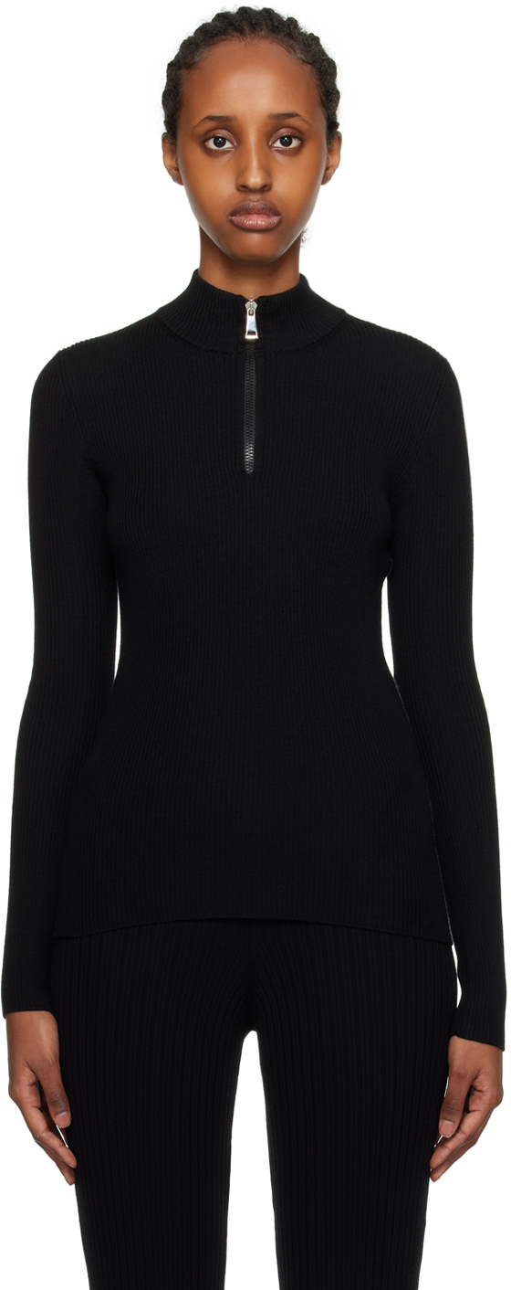 Shop Moncler Black Zip-up Sweater