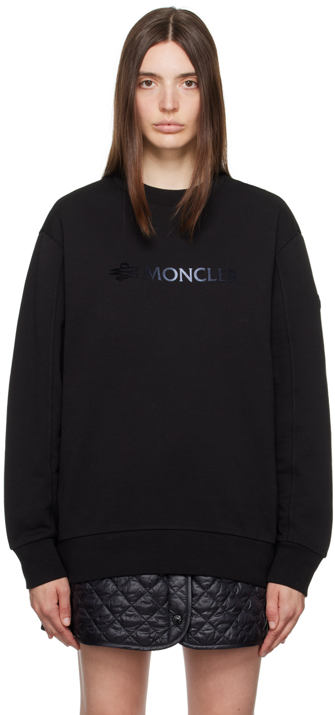 Shop Moncler Black Flocked Sweatshirt In 999 Black