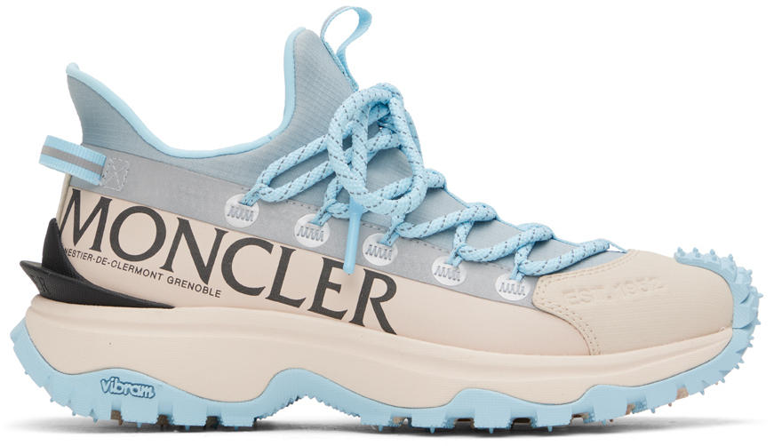 Shop Moncler Off-white & Blue Trailgrip Lite 2 Sneakers In White/blue