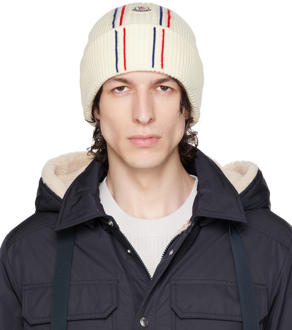 Moncler Off-white Rolled Brim Beanie In 034 White