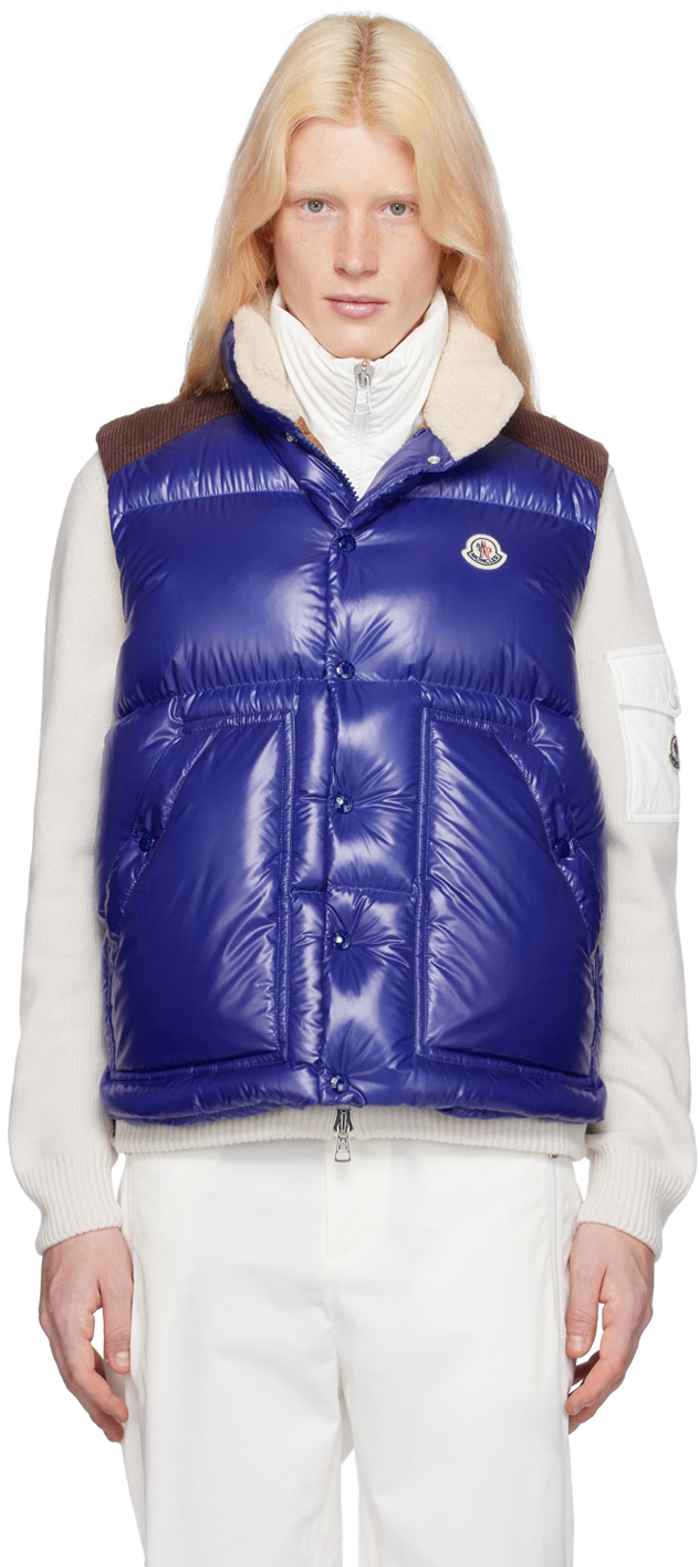 Shop Moncler Blue Ardeche Down Vest In 734 Blue